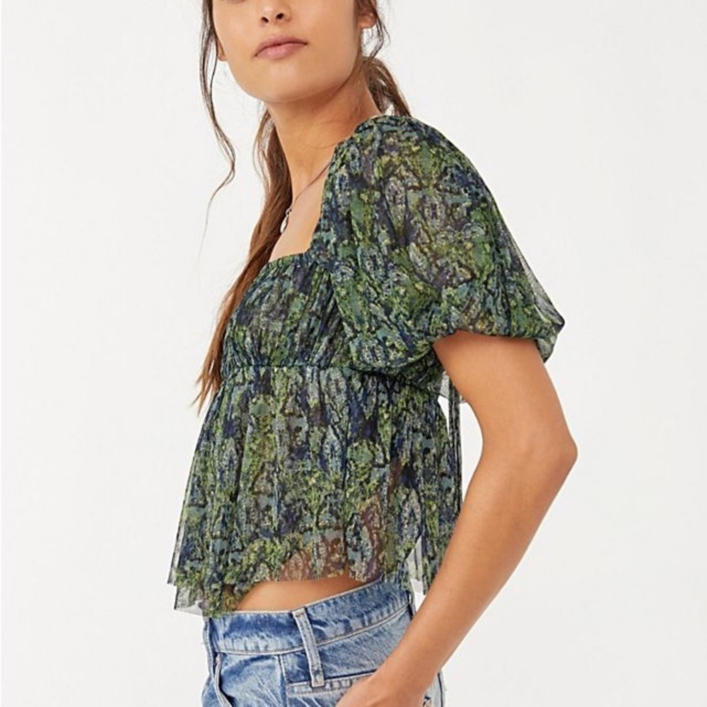 Free People Penelope Blouse Deep Sea Color New With Tags Size Small - Picture 7 of 8